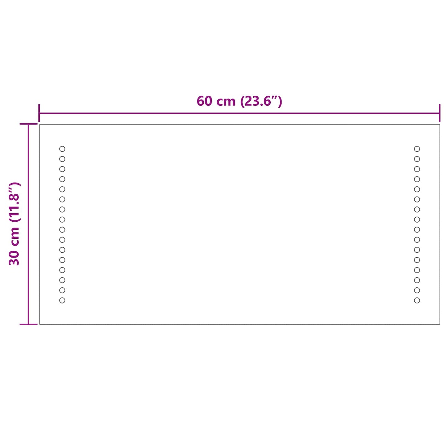 LED Bathroom Mirror Transparent 60 x 30 cm Tempered Glass