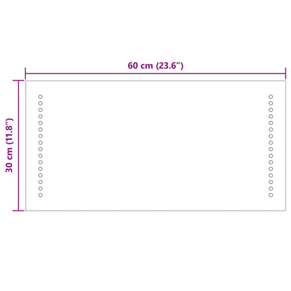 LED Bathroom Mirror Transparent 60 x 30 cm Tempered Glass