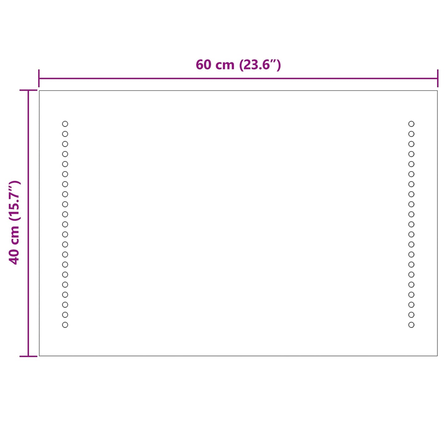 LED Bathroom Mirror Transparent 60 x 40 cm Tempered Glass