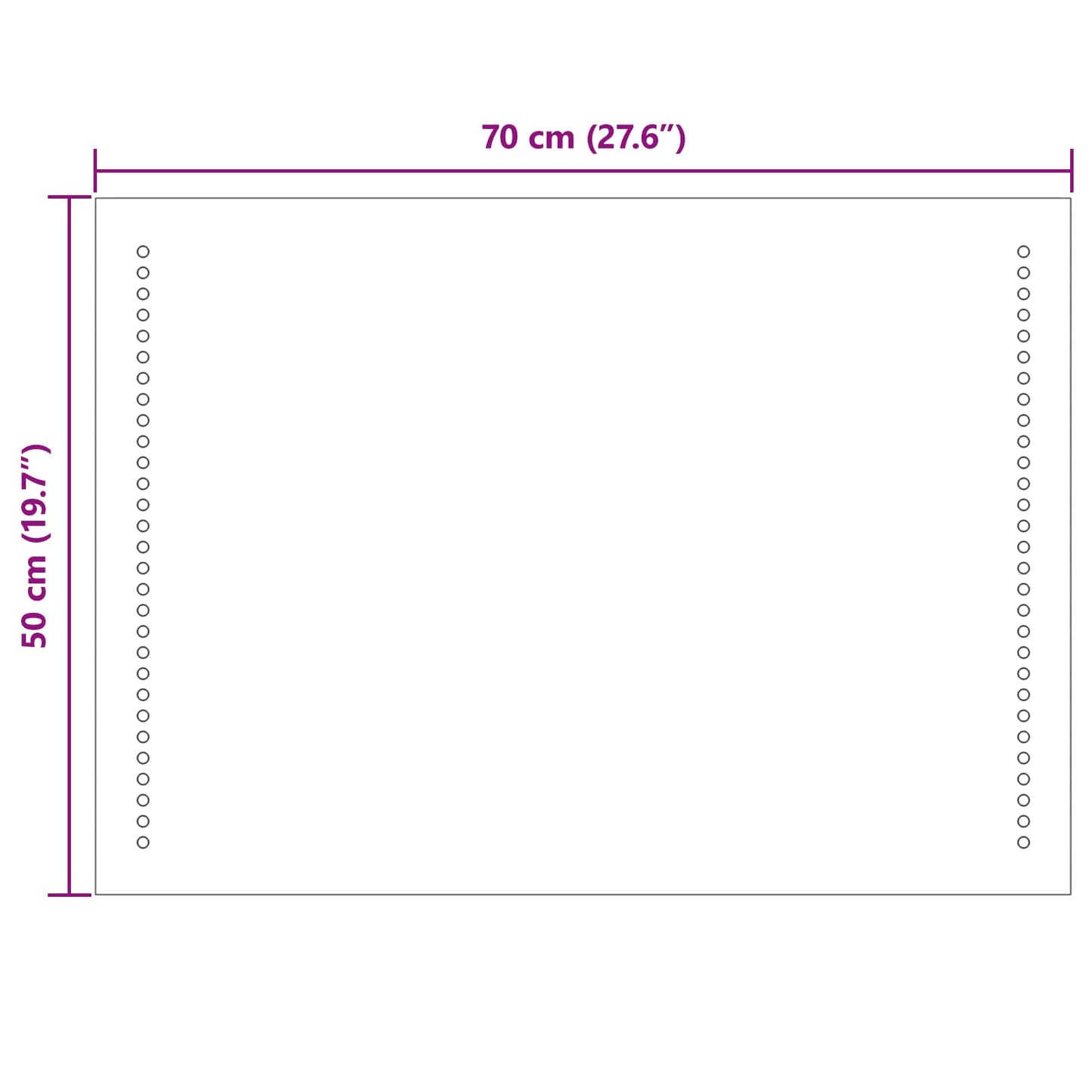 LED Bathroom Mirror Transparent 70 x 50 cm Tempered Glass