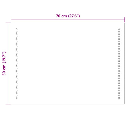 LED Bathroom Mirror Transparent 70 x 50 cm Tempered Glass