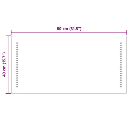 LED Bathroom Mirror Transparent 80 x 40 cm Tempered Glass