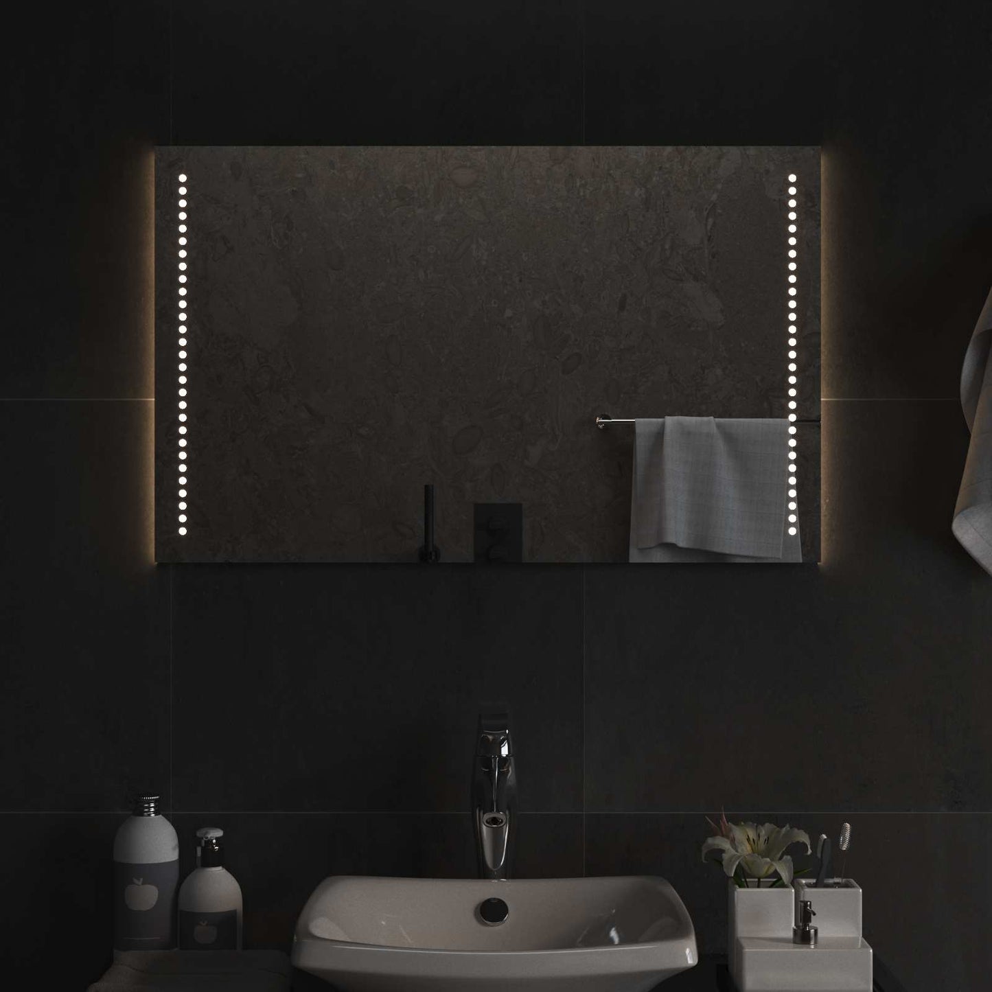 LED Bathroom Mirror Transparent 80 x 50 cm Tempered Glass