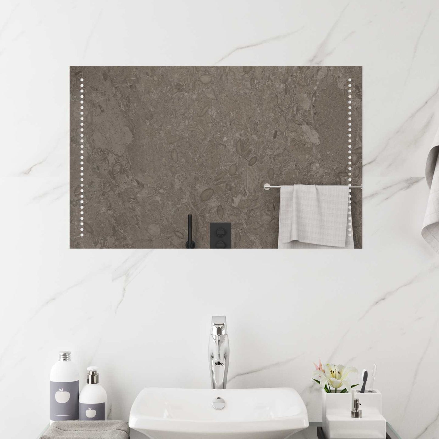 LED Bathroom Mirror Transparent 80 x 50 cm Tempered Glass
