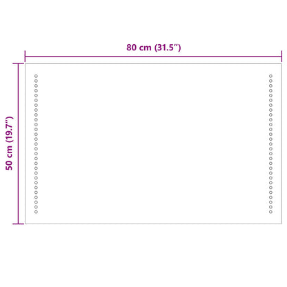 LED Bathroom Mirror Transparent 80 x 50 cm Tempered Glass