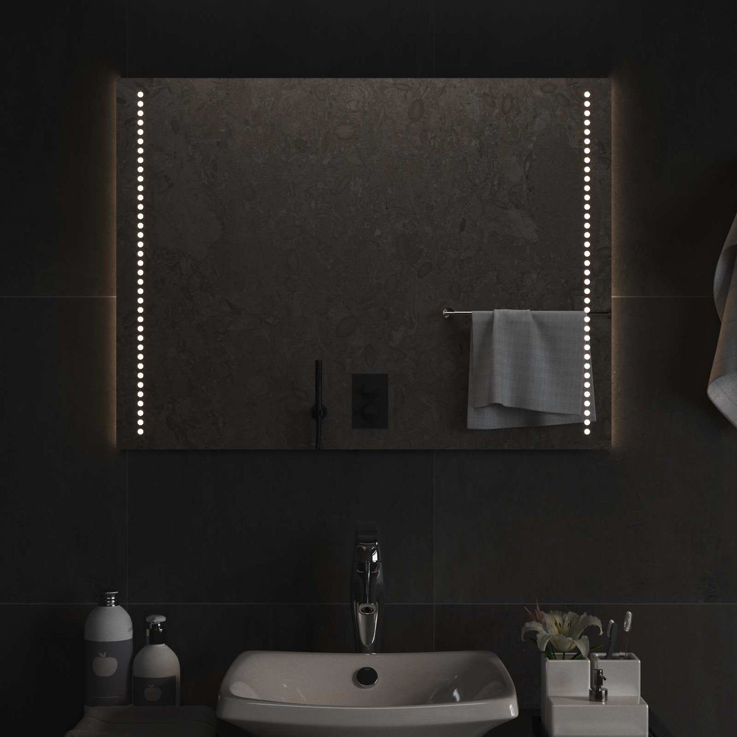 LED Bathroom Mirror Transparent 80 x 60 cm Tempered Glass