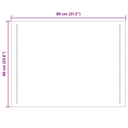 LED Bathroom Mirror Transparent 80 x 60 cm Tempered Glass