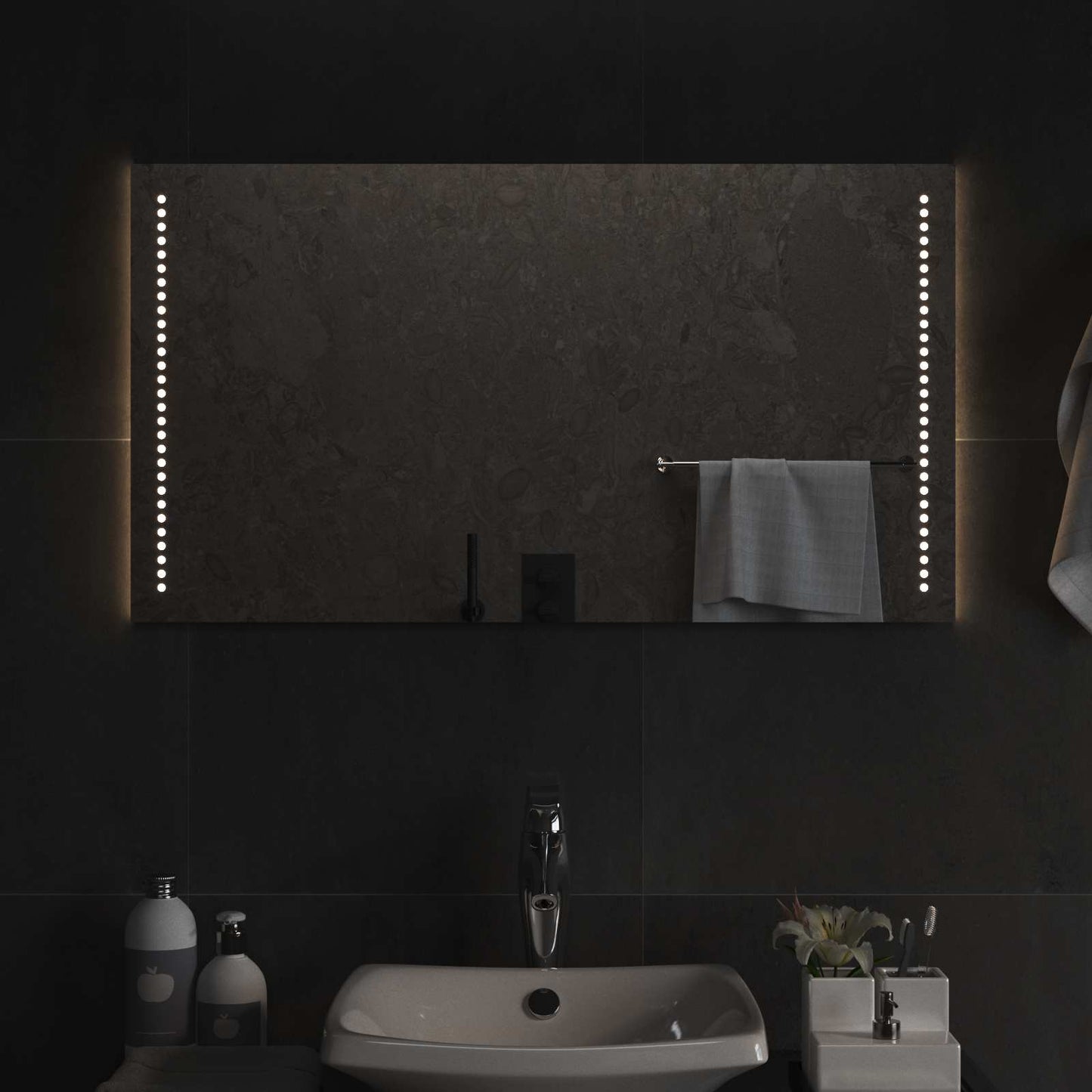 LED Bathroom Mirror Transparent 90 x 50 cm Tempered Glass