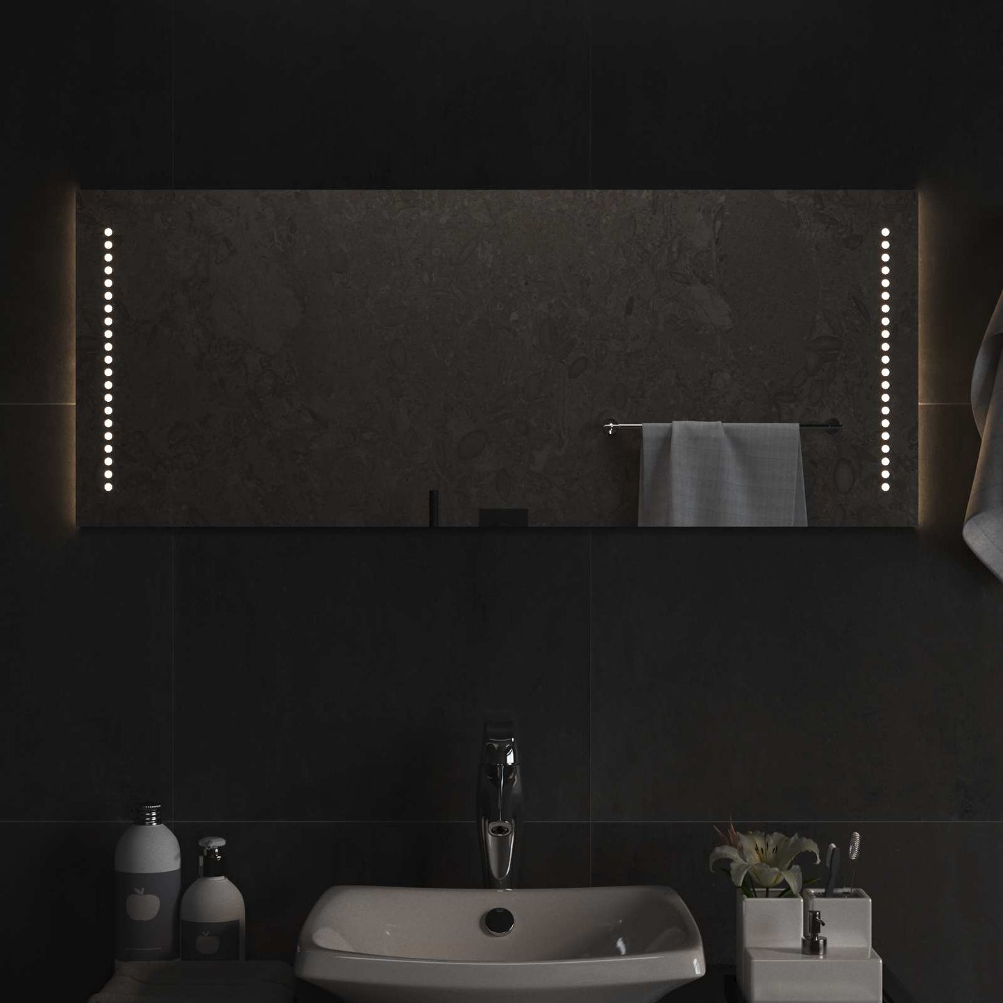 LED Bathroom Mirror Transparent 100 x 40 cm Tempered Glass