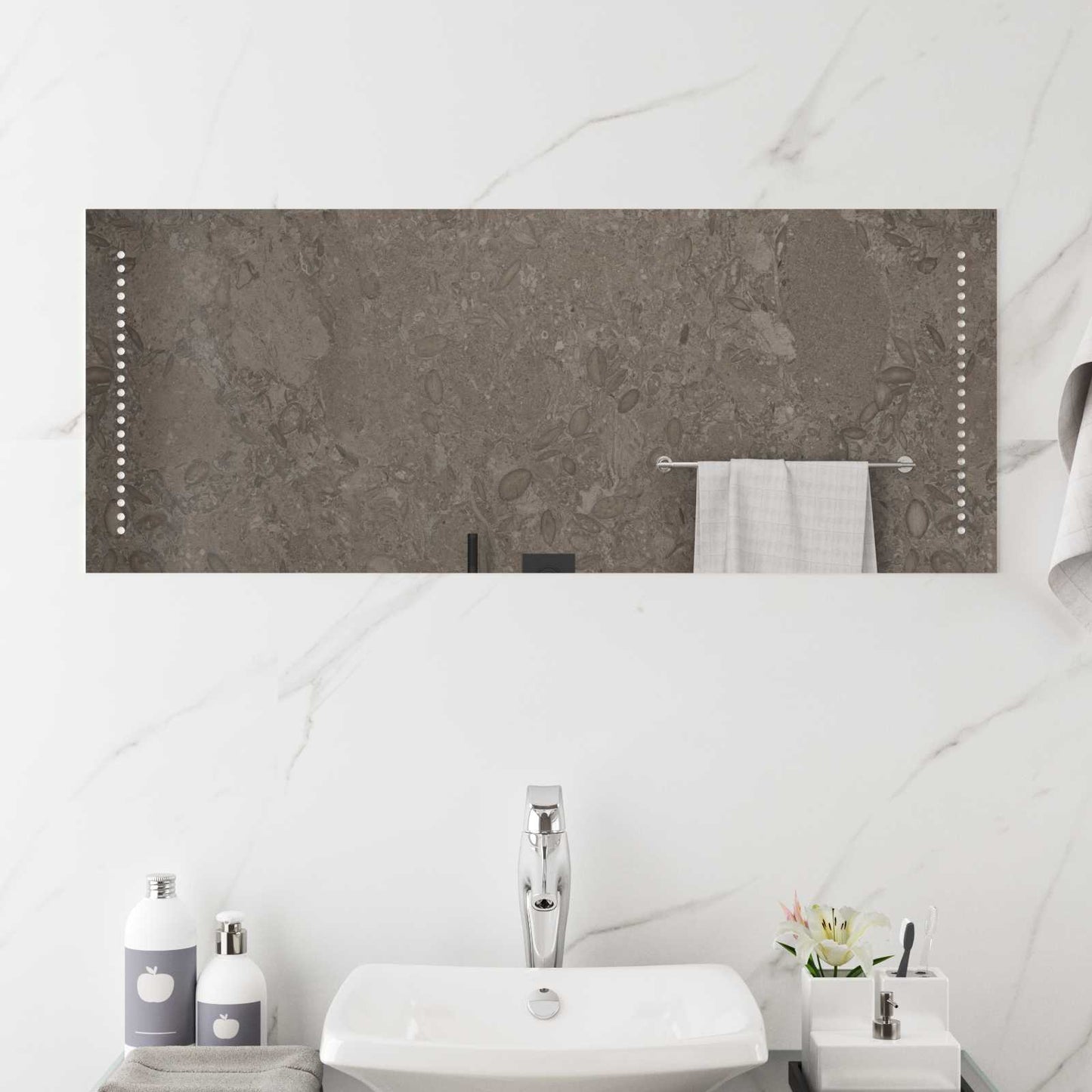LED Bathroom Mirror Transparent 100 x 40 cm Tempered Glass