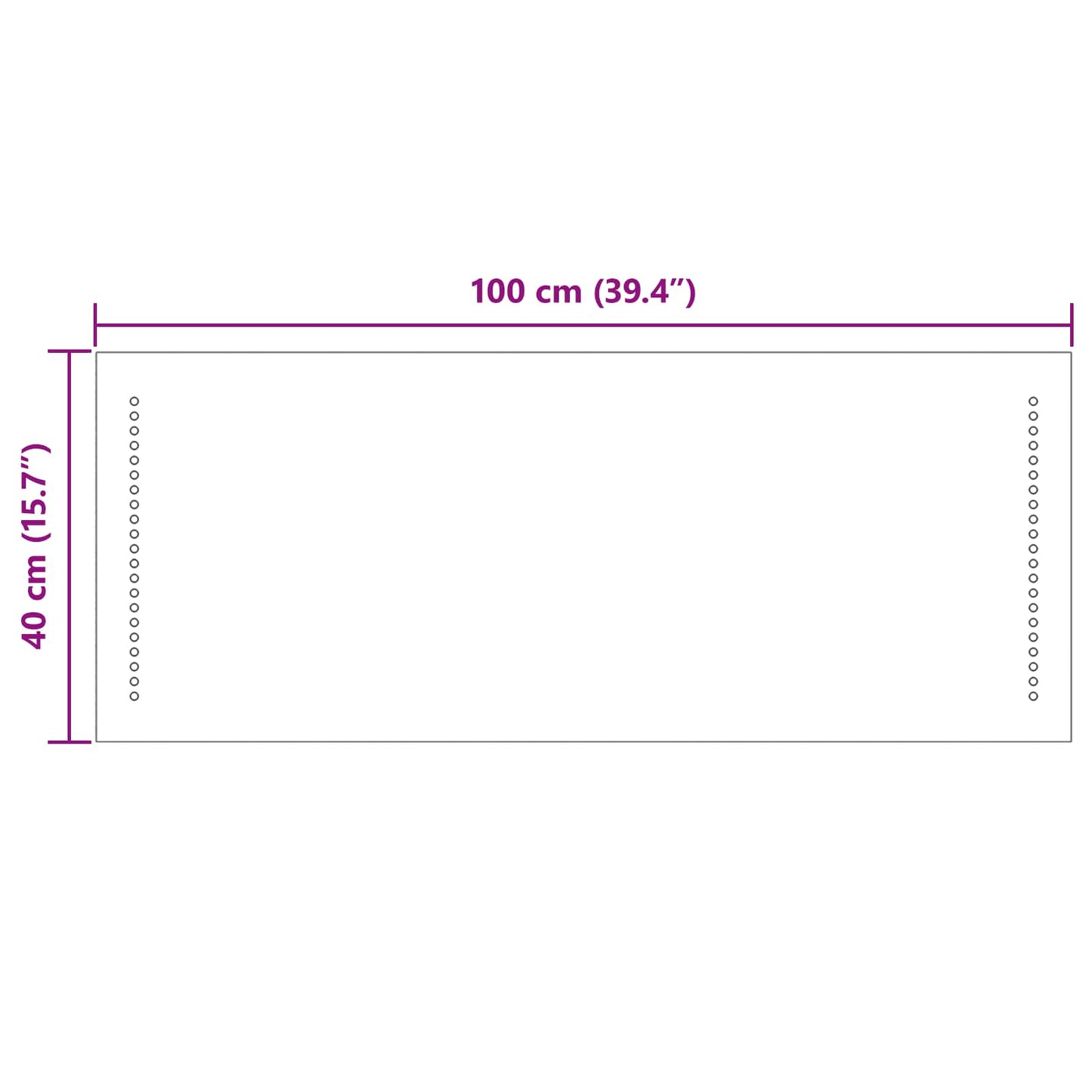 LED Bathroom Mirror Transparent 100 x 40 cm Tempered Glass