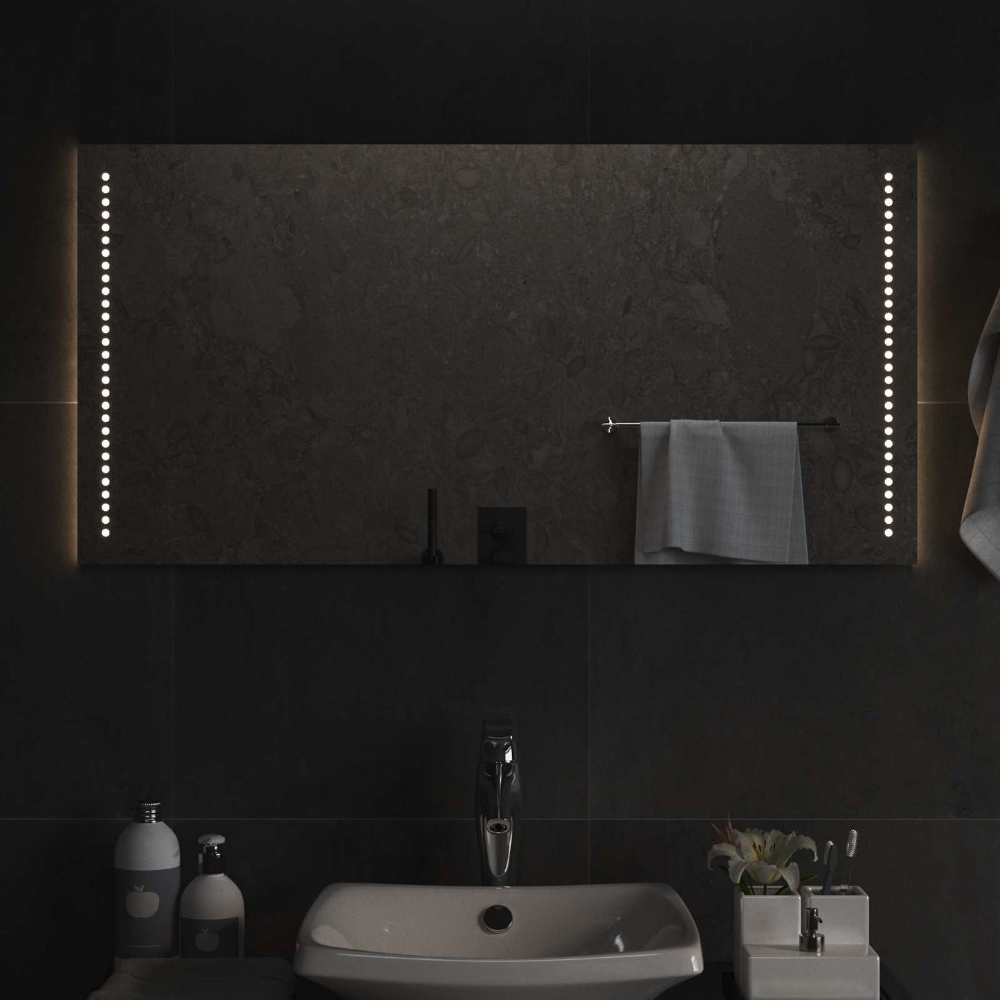 LED Bathroom Mirror Transparent 100 x 50 cm Tempered Glass