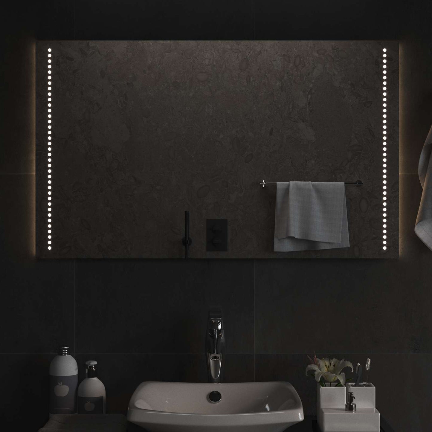 LED Bathroom Mirror Transparent 100 x 60 cm Tempered Glass