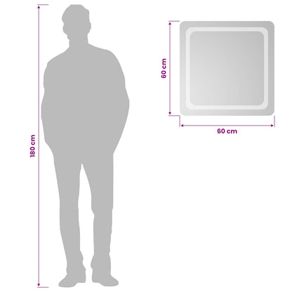 LED Bathroom Mirror Transparent 60 x 60 cm Tempered Glass