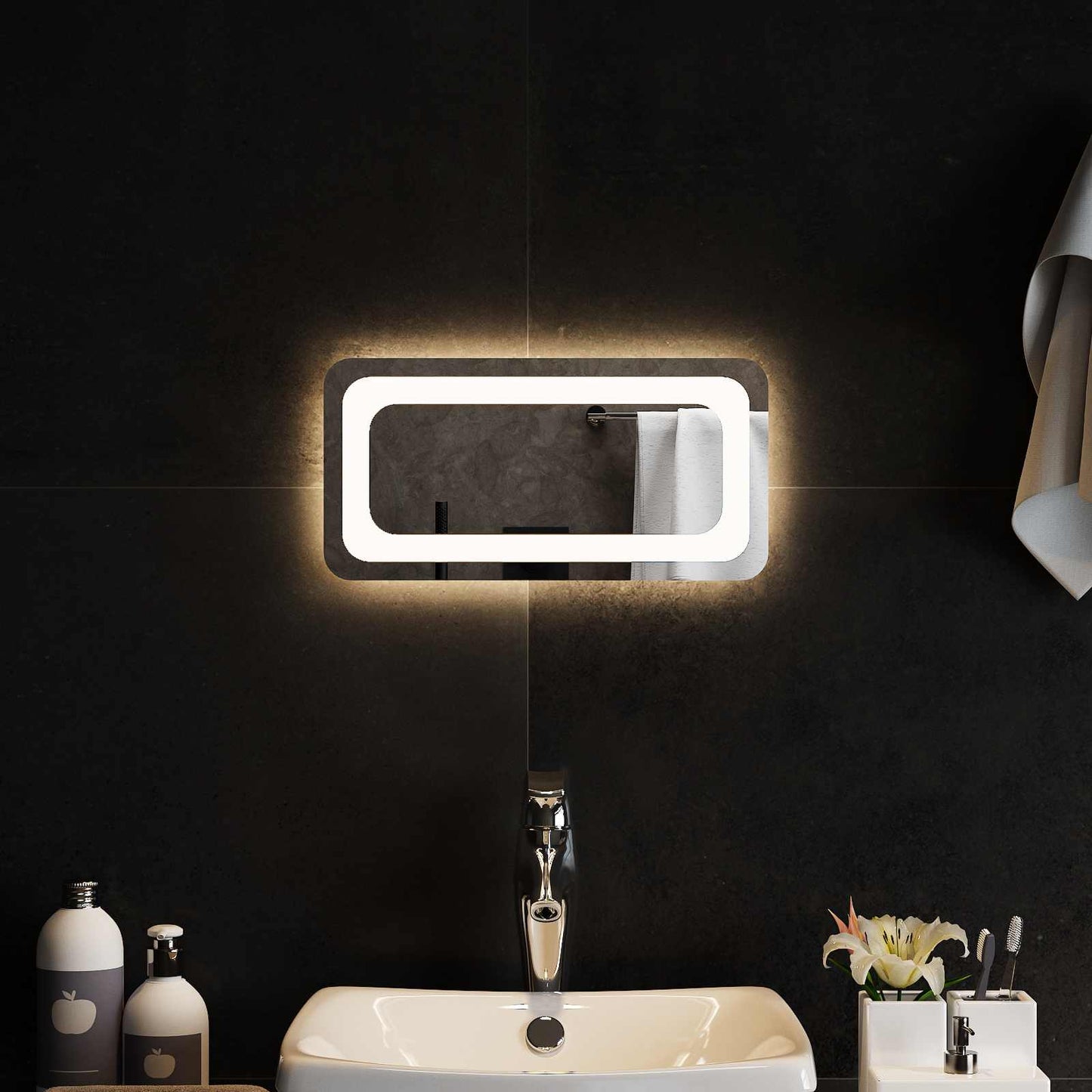 LED Bathroom Mirror Transparent 40 x 20 cm Tempered Glass