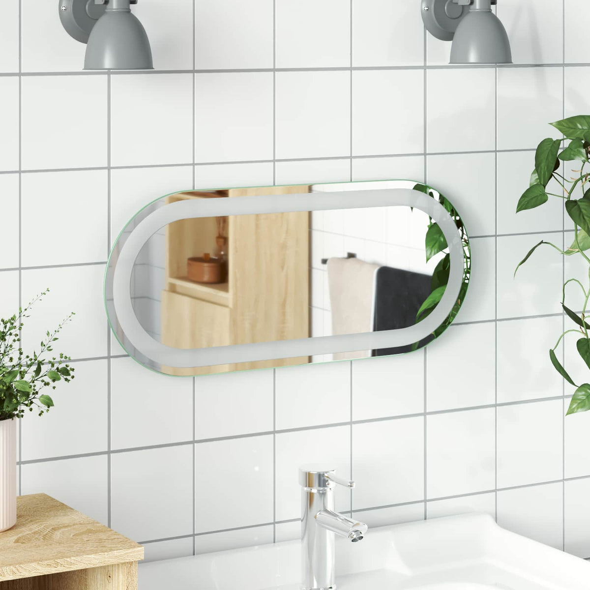 LED Bathroom Mirror Transparent 60 x 25 cm Tempered Glass