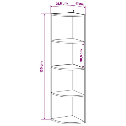 Corner Shelf 4-Tier 31.5 x 31 x 130 cm Engineered Wood