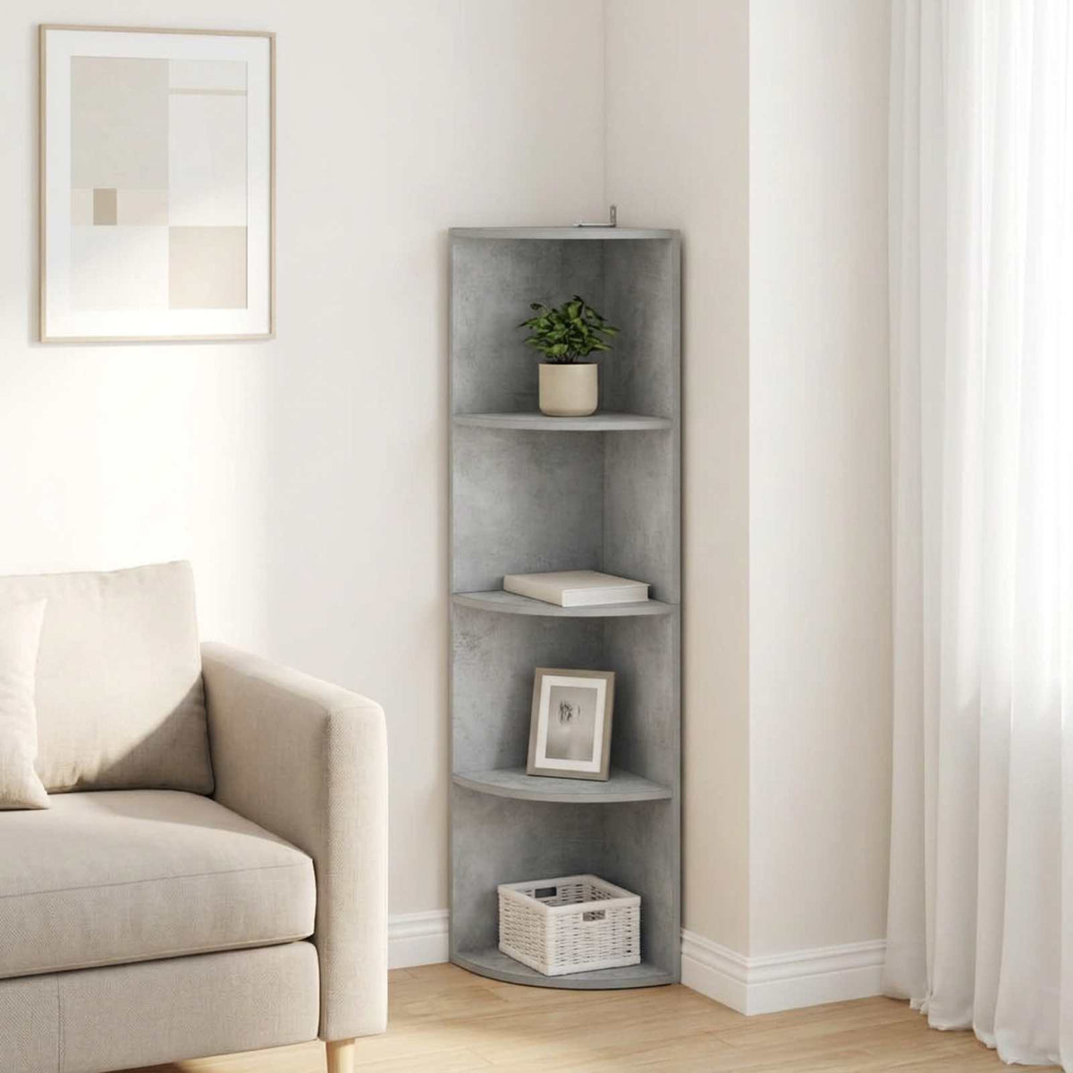 Corner Shelf 4-Tier 31.5 x 31 x 130 cm Engineered Wood