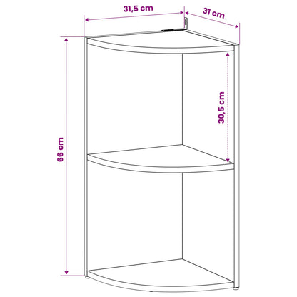 Corner Shelf 2-Tier 31.5 x 31 x 66 cm Engineered Wood White