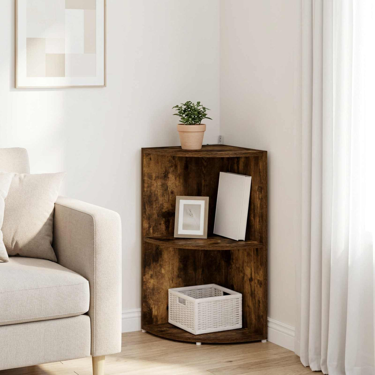 Corner Shelf 2-Tier 31.5 x 31 x 66 cm Engineered Wood