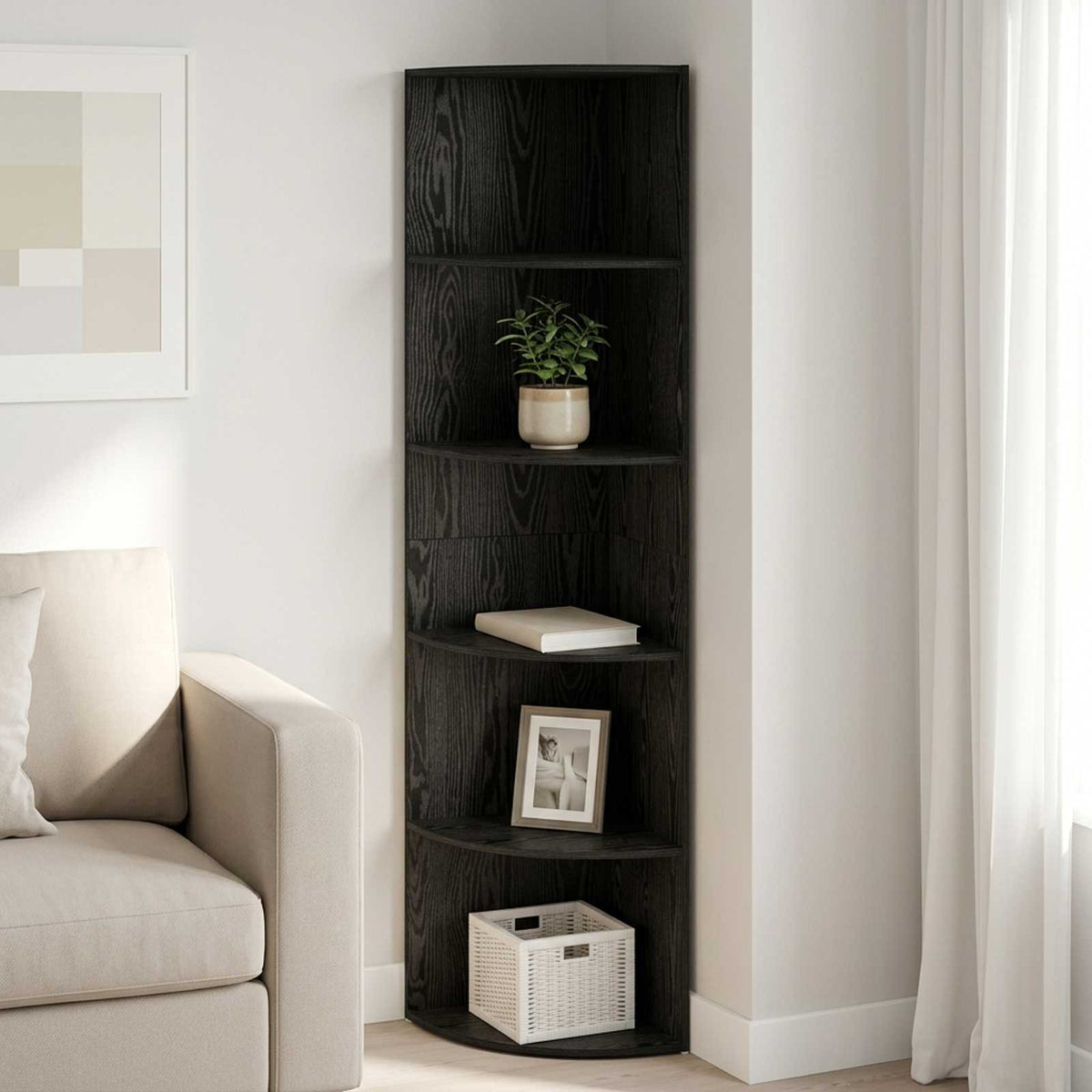 Corner Shelf 5-Tier 41.5 x 41.5 x 178 cm Engineered Wood