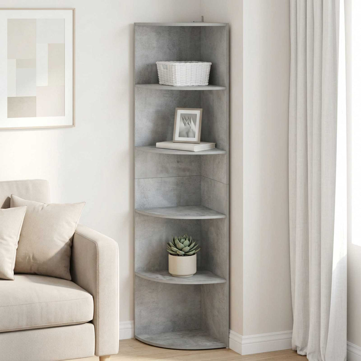Corner Shelf 5-Tier 41.5 x 41.5 x 178 cm Engineered Wood