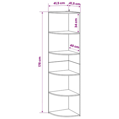 Corner Shelf 5-Tier 41.5 x 41.5 x 178 cm Engineered Wood