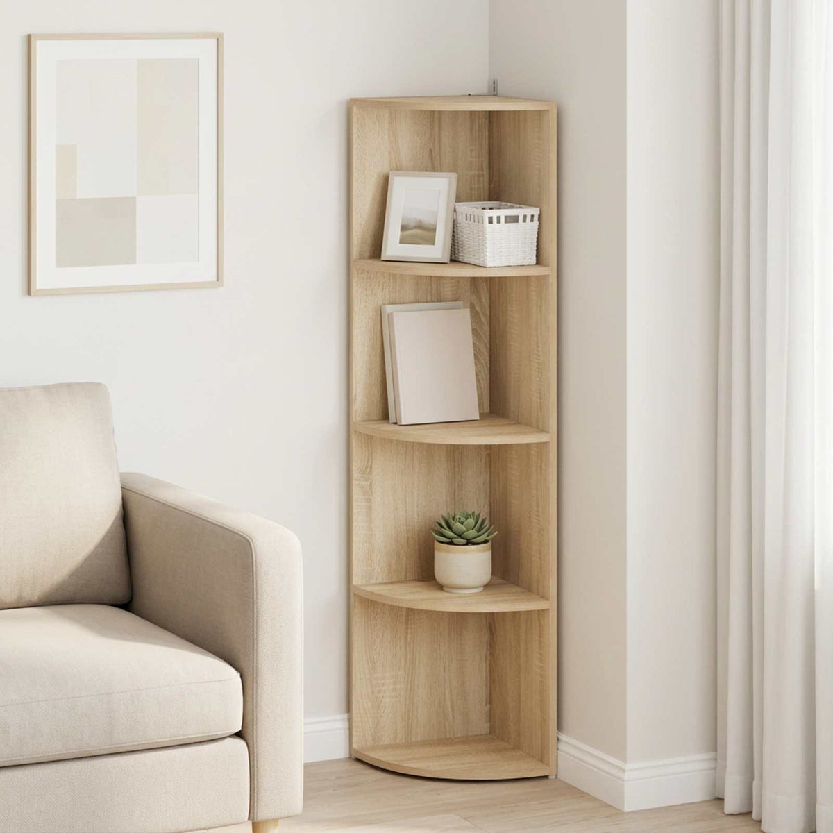 Corner Shelf 4-Tier 41.5 x 41.5 x 143 cm Engineered Wood