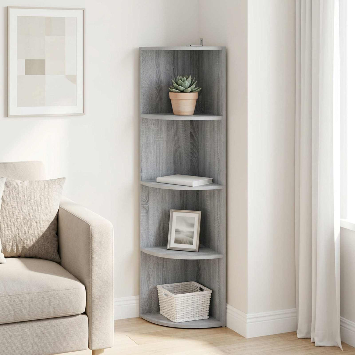 Corner Shelf 4-Tier 41.5 x 41.5 x 143 cm Engineered Wood