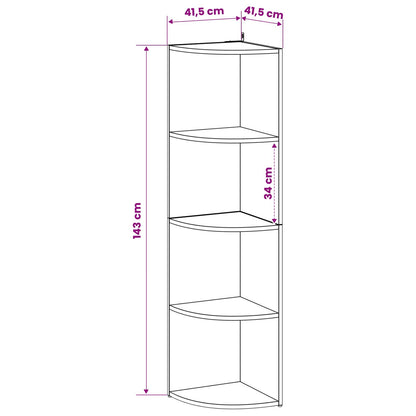 Corner Shelf 4-Tier 41.5 x 41.5 x 143 cm Engineered Wood