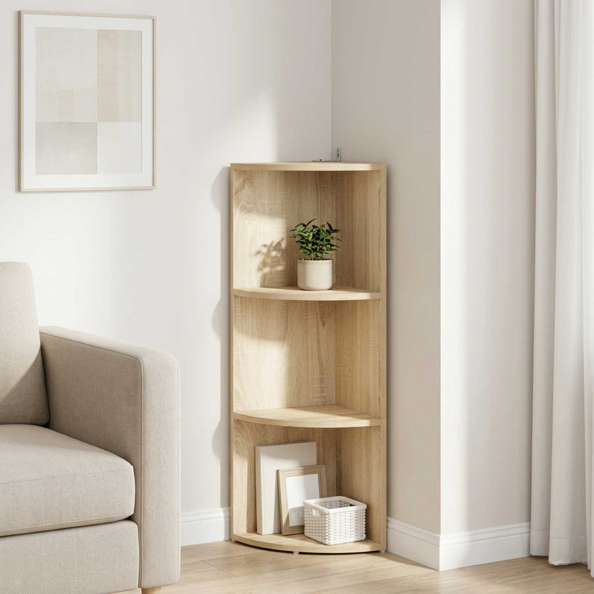 Corner Shelf 3-Tier 41.5 x 41.5 x 107.5 cm Engineered Wood