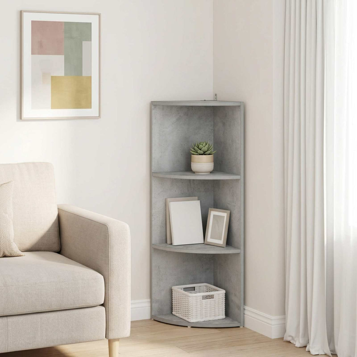 Corner Shelf 3-Tier 41.5 x 41.5 x 107.5 cm Engineered Wood