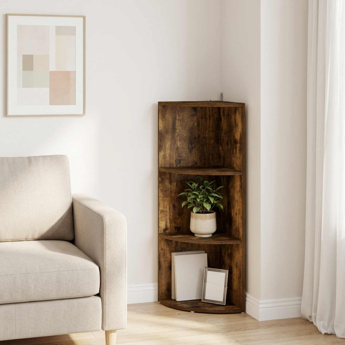 Corner Shelf 3-Tier 41.5 x 41.5 x 107.5 cm Engineered Wood