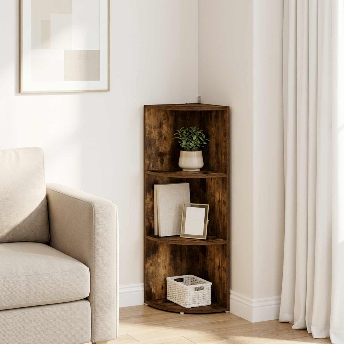 Corner Shelf 2-Tier 41.5 x 41.5 x 72 cm Engineered Wood