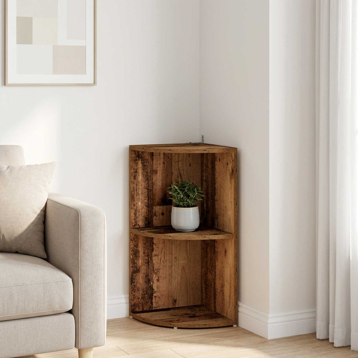 Corner Shelf 2-Tier 41.5 x 41.5 x 72 cm Engineered Wood