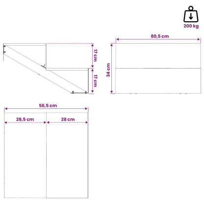 2-Step Garden Stairs 80.5 x 56.5 x 34 cm Steel Black