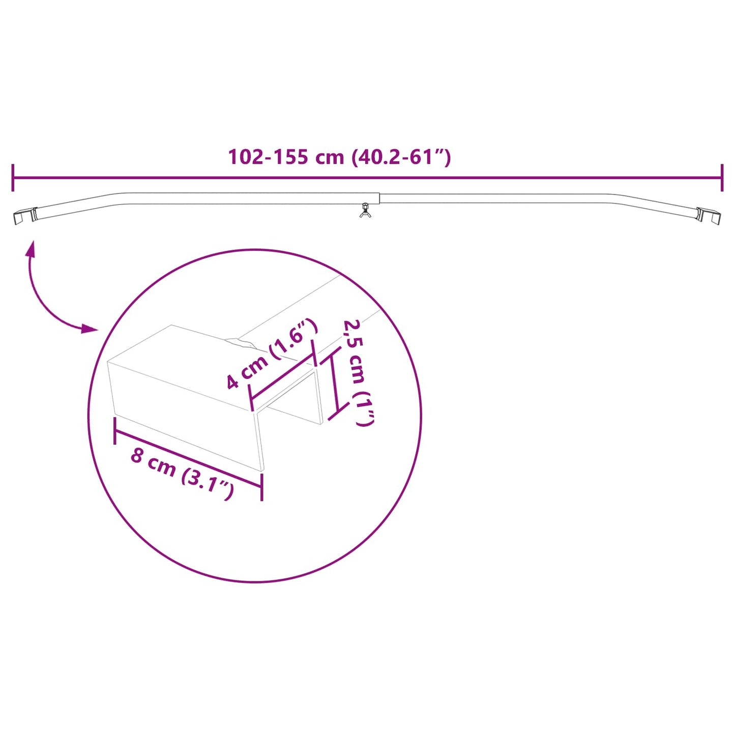 Tarpaulin Bracket for Trailers Silver 102-155 cm Aluminum