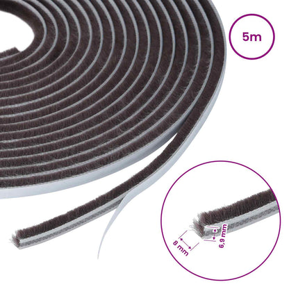 Self-Adhesive Door Brush Seal 5 m PP Brown