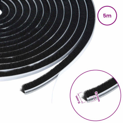 Self-Adhesive Door Brush Seal 5 m PP Black