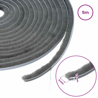 Self-Adhesive Door Brush Seal 5 m PP Grey