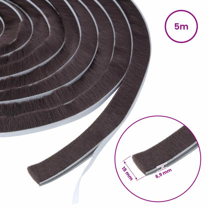 Self-Adhesive Door Brush Seal 5 m PP Brown