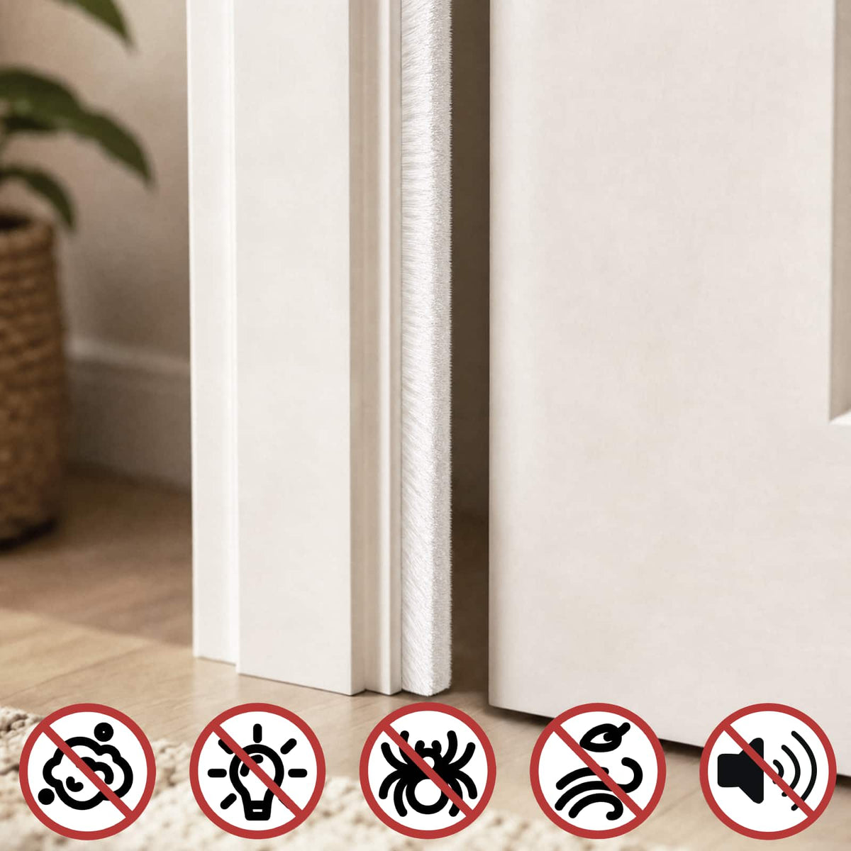 Self-Adhesive Door Brush Seal 5 m PP White