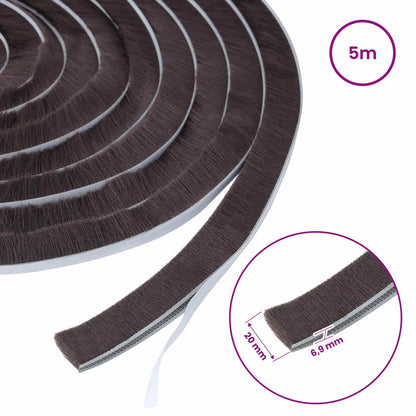 Self-Adhesive Door Brush Seal 5 m PP Brown