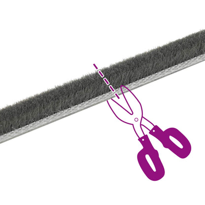 Self-Adhesive Door Brush Seal 10 m PP Grey