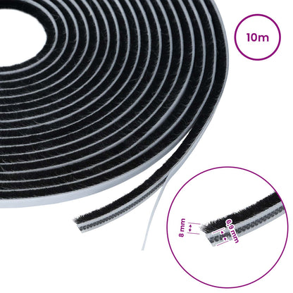 Self-Adhesive Door Brush Seal 10 m PP Black