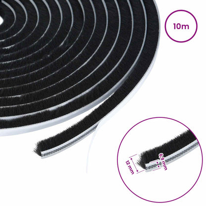 Self-Adhesive Door Brush Seal 10 m PP Black