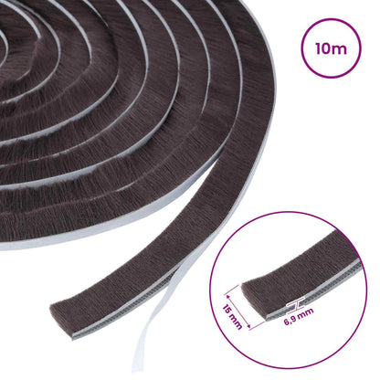 Self-Adhesive Door Brush Seal 10 m PP Brown