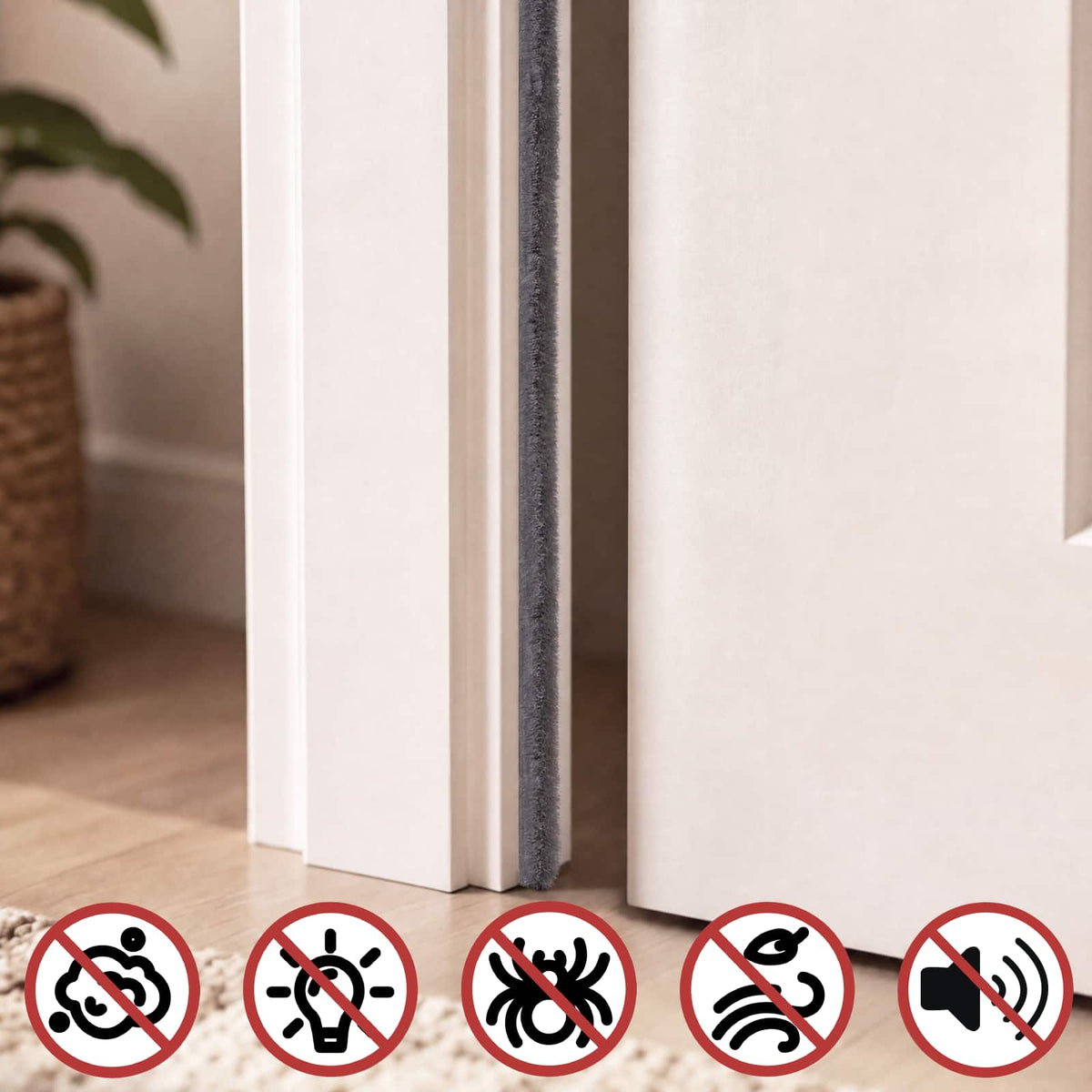 Self-Adhesive Door Brush Seal 25 m PP Grey