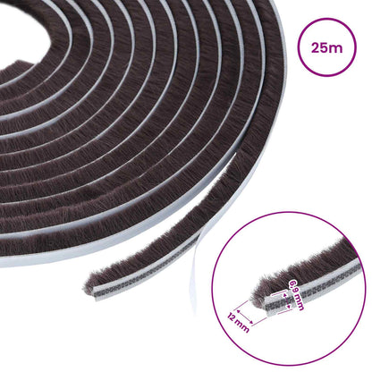Self-Adhesive Door Brush Seal 25 m PP Brown