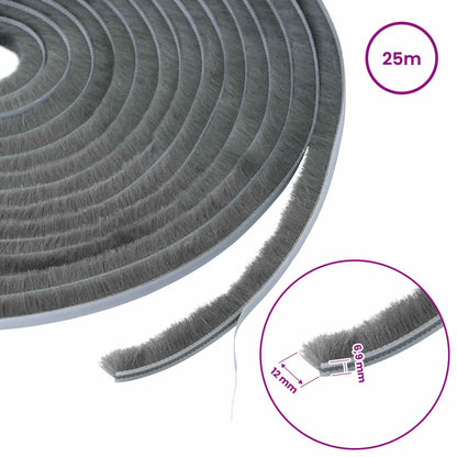 Self-Adhesive Door Brush Seal 25 m PP Grey